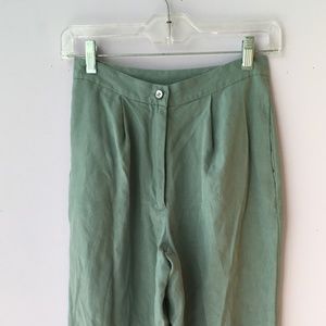 L.L. Bean Vintage Teal High Waist Silk Trousers